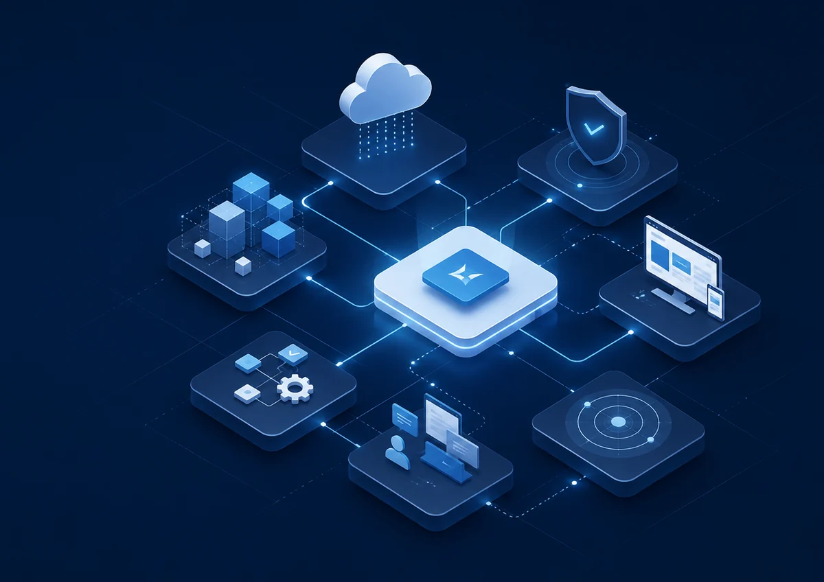 Sistema digitale integrato con cloud, sicurezza, automazione, infrastruttura e web